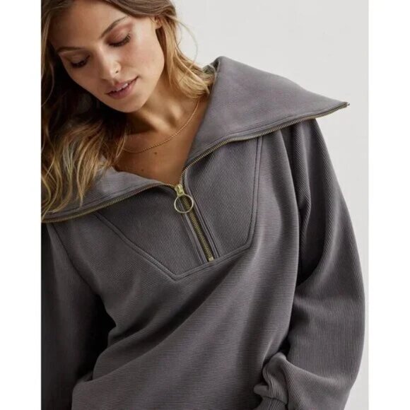 VARLEY Vine Ottoman Half Zip Pullover in Charcoal Size Medium - Picture 13 of 15